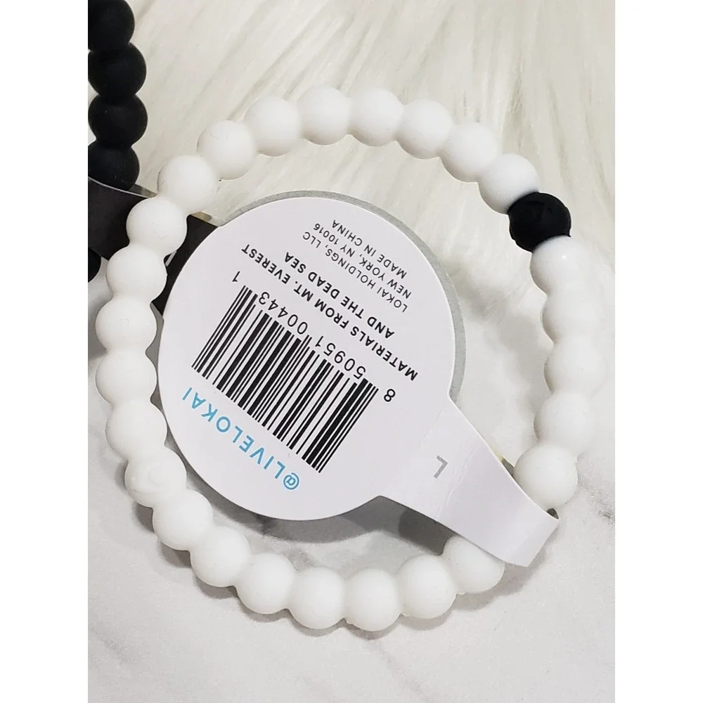 NEW Lokai Bracelet LARGE SET TWO black white Bracelet Everest & Dead Sea Water